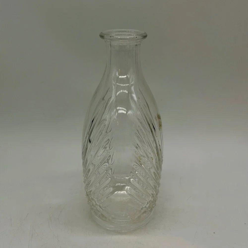 Courvoisier Glass Decanter Clear Diamond Swirl Pattern Barware Vintage